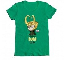 Marvel Loki Kawaii Kneel Before Me Juniors Green T-Shirt