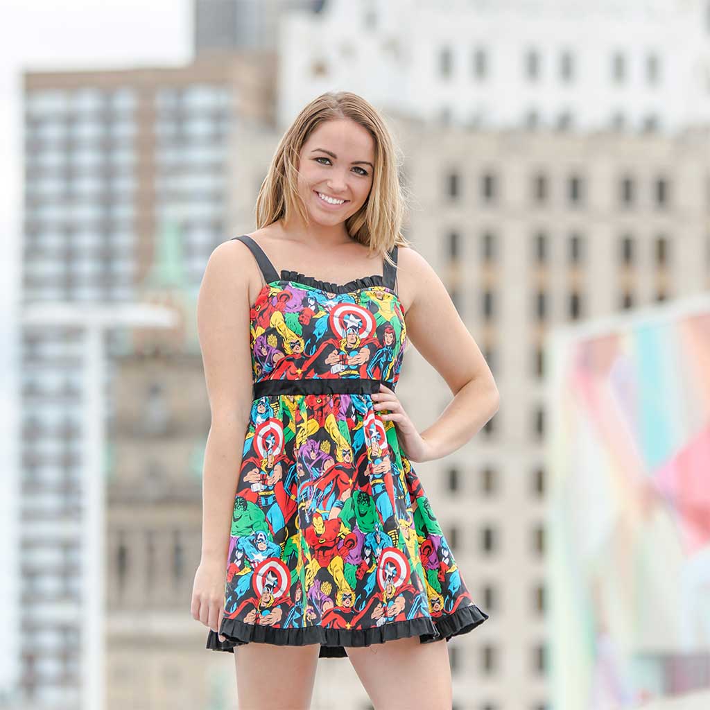 Marvel Superheroes All Over Sweetheart Dress Girl