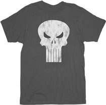 The Punisher Charcoal Gray Distressed Logo Adult T-shirt