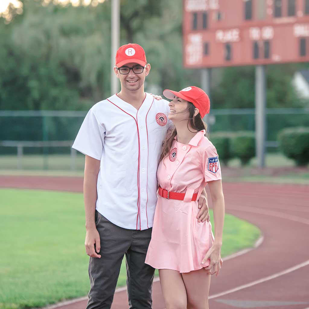 Rockford Peaches AAGPBL Baseball Mens Costume Jersey & Hat Couple