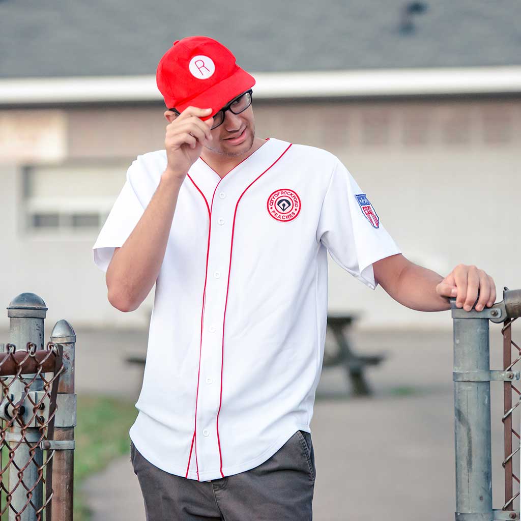 Rockford Peaches AAGPBL Baseball Mens Costume Jersey & Hat Guy
