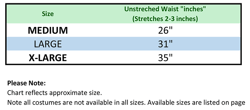 Apollo Shorts Size Chart