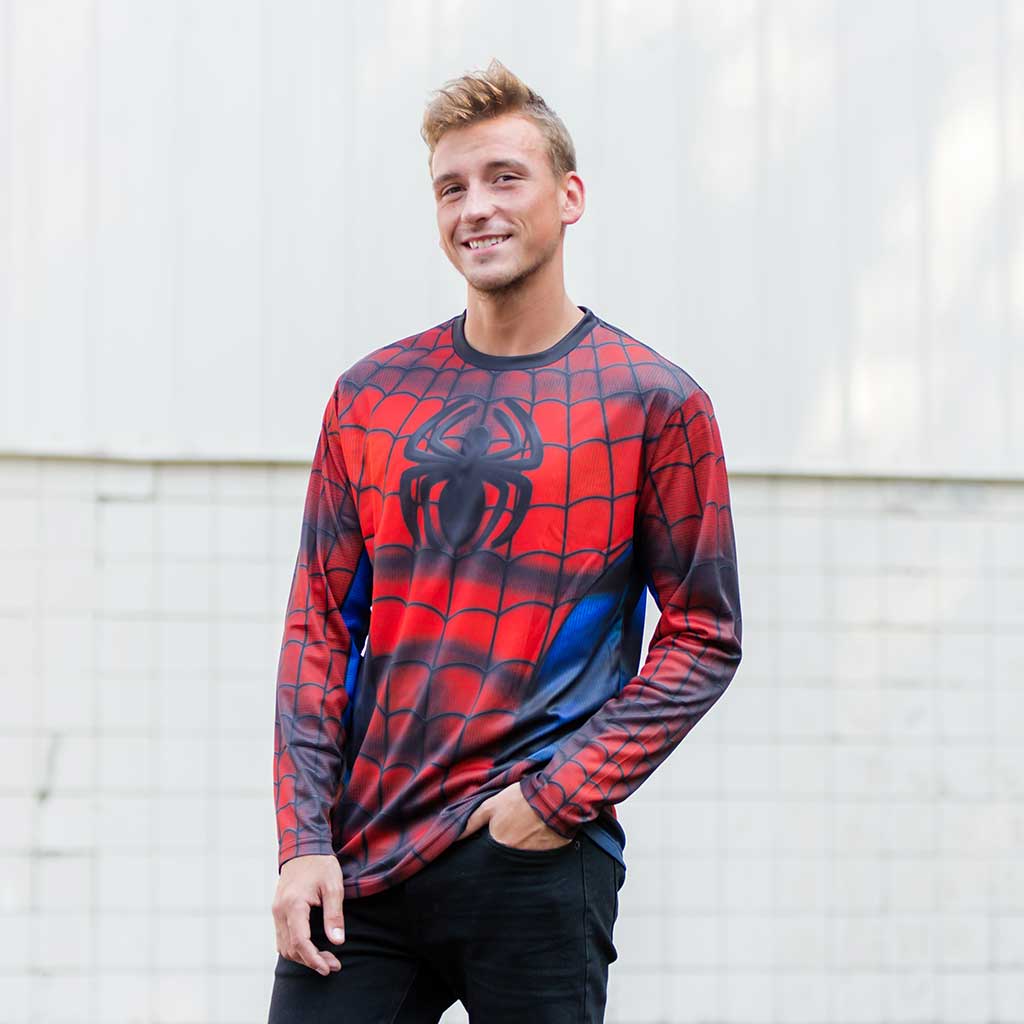 Spider-Man Sublimated Adult LONG SLEEVE Costume T-Shirt Guy