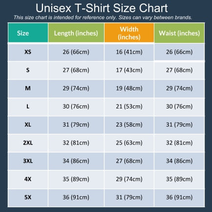 Unisex T-Shirt Size Chart