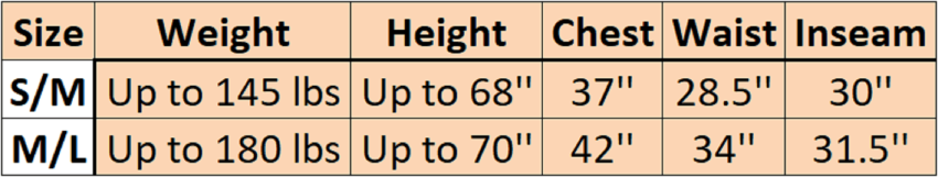 Spiderman Corset Size Chart