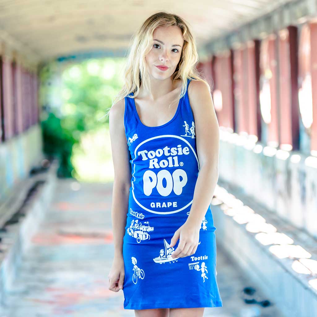 Tootsie Roll Pop Tank Dresses Blue