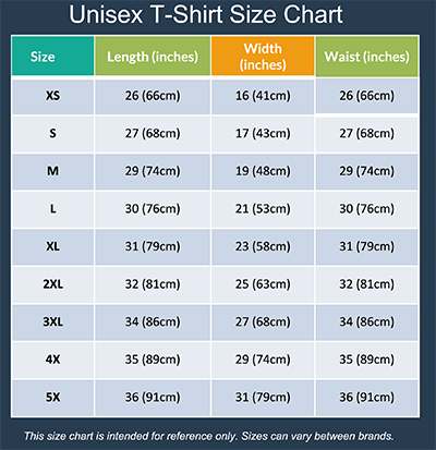 Unisex T-Shirt Size Chart