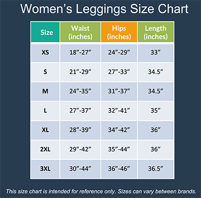 Womens Leggings Size Chart