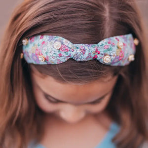 Embellished Floral Rhinestone Pearl Knot Headband - shoptheexchange