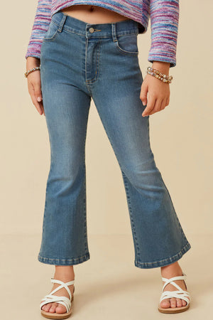 Flared Elastic Waist Stretch Denim Jeans - shoptheexchange