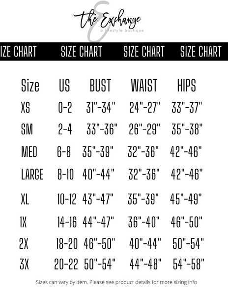 Sizing Chart – shoptheexchange