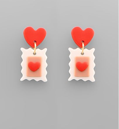 Chanaiqw Heart Wood Hollow Out Earrings for Women Valentines Earrings Red  Heart Stud Earrings for Girls Valentines Day Gifts for Her