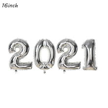 Load image into Gallery viewer, 2021 Happy New Year Foil Balloons Photo Booth Frame Props Balloons Gold Black Banner Garland Navidad New Year Eve Party Supplies
