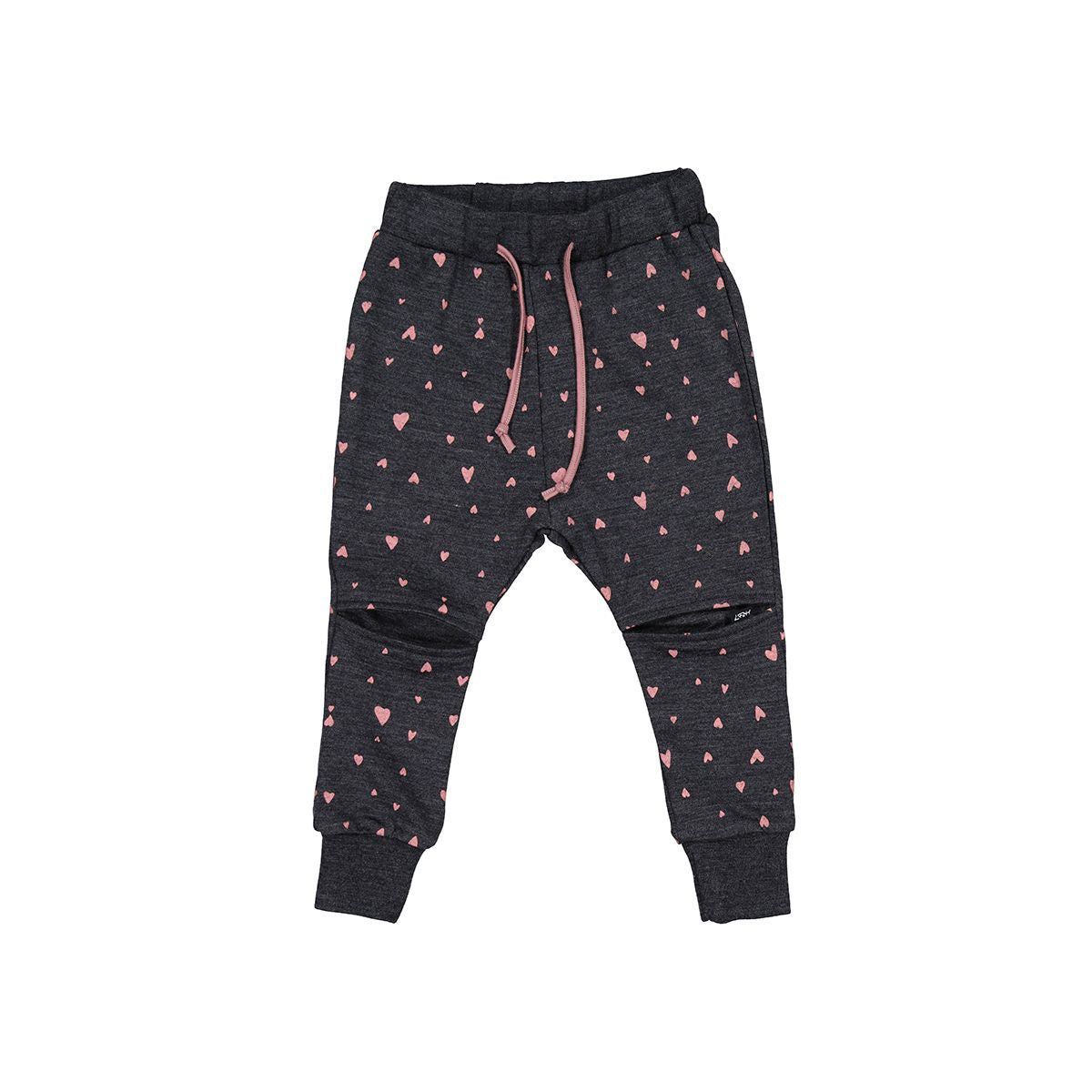 LFOH | Slasher Trackies - Charcoal Pink Mini Heart Print