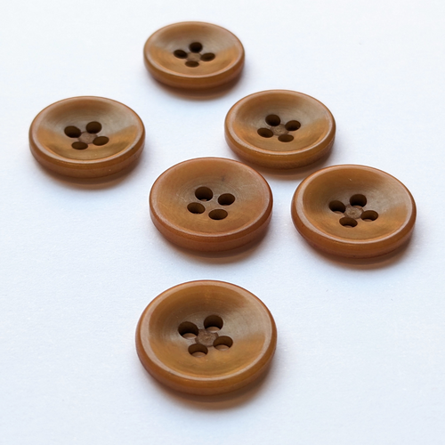 15mm - Four Hole Brown Corozo Button - Buttons