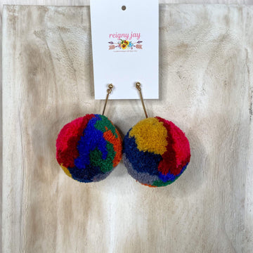 Multi Pom Pom Earrings