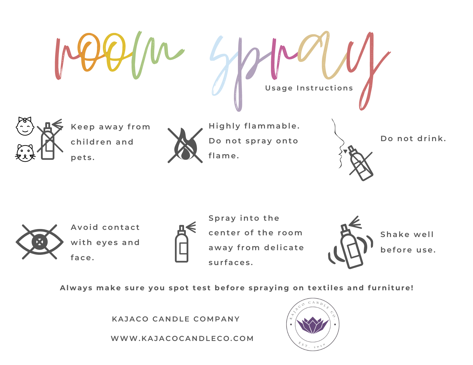 Room Spray Usage Instructions