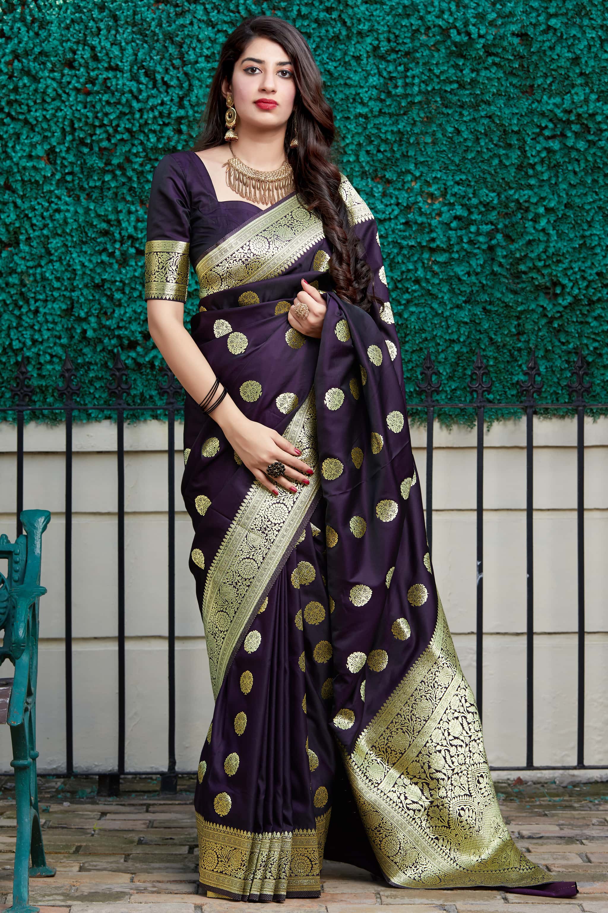 Purple Banarasi Silk Sarees Collection – Manjubaa