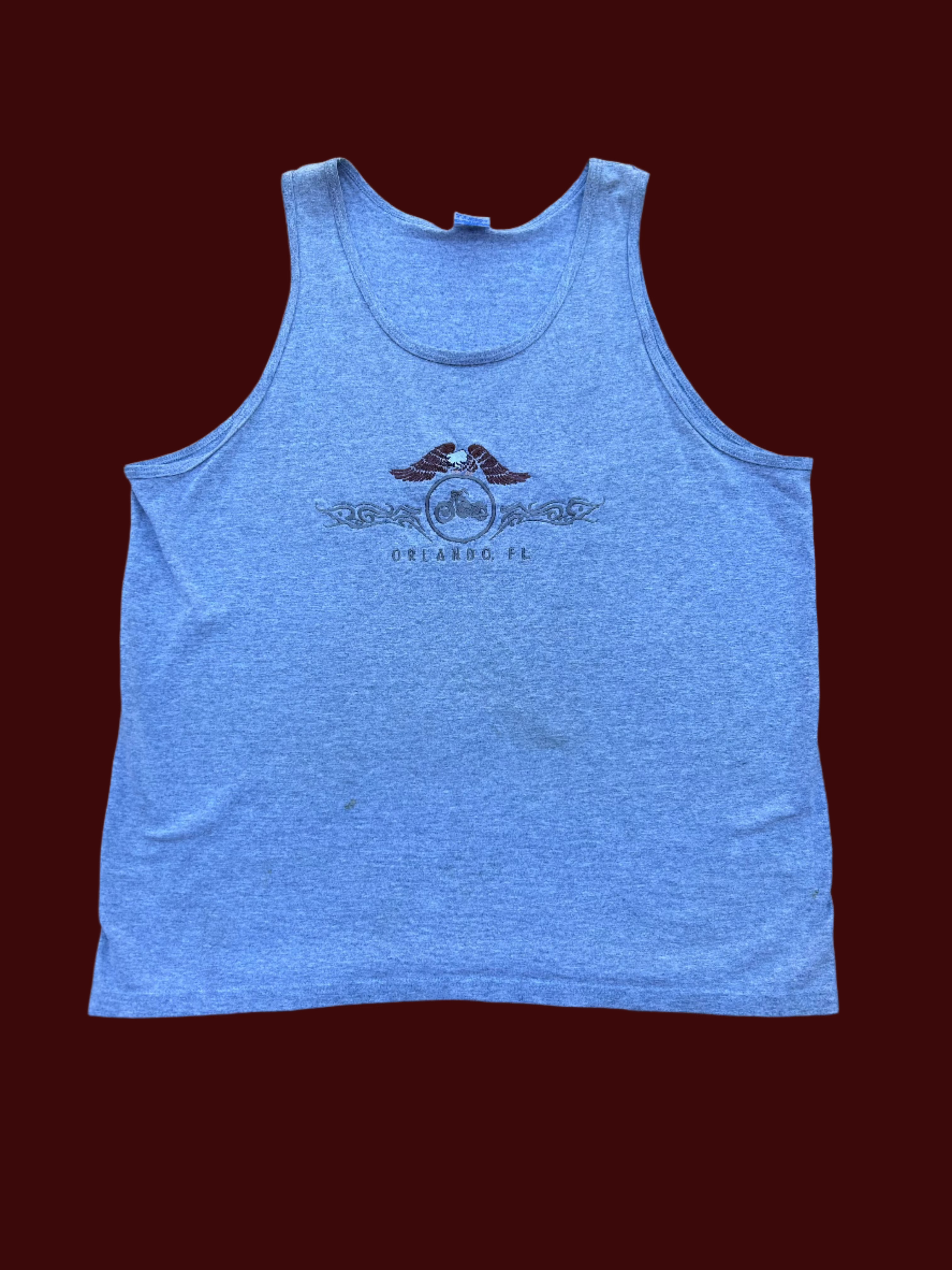 gray gildan biker tank, xl