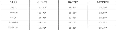 sports bra size chart