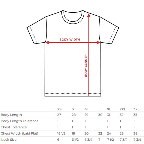 tee shirt size chart