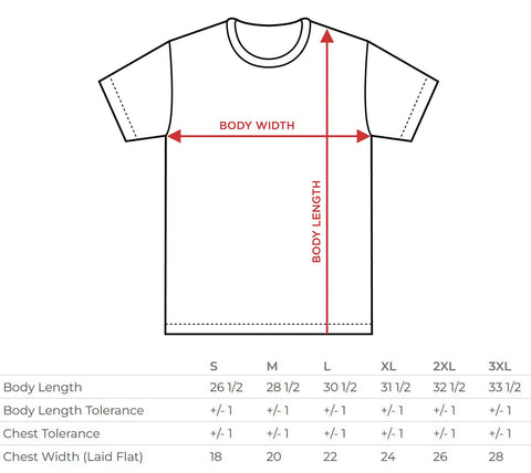 tee shirt size chart