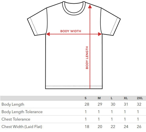 tee shirt size chart