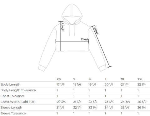 pullover hoodie size chart