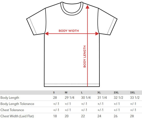 tee shirt size chart