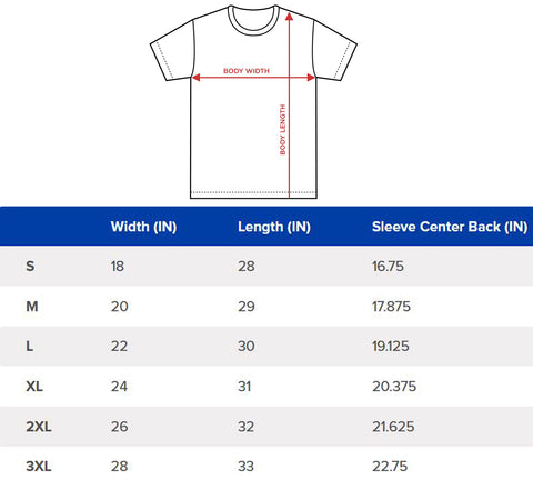 tee shirt size chart