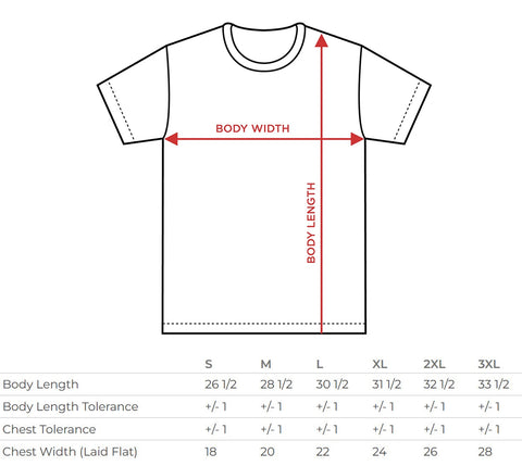 tee shirt size chart