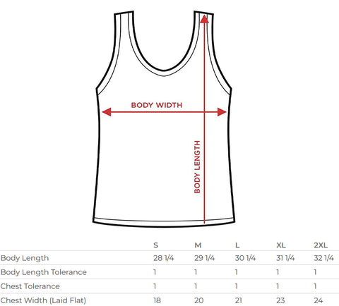 tank top size chart