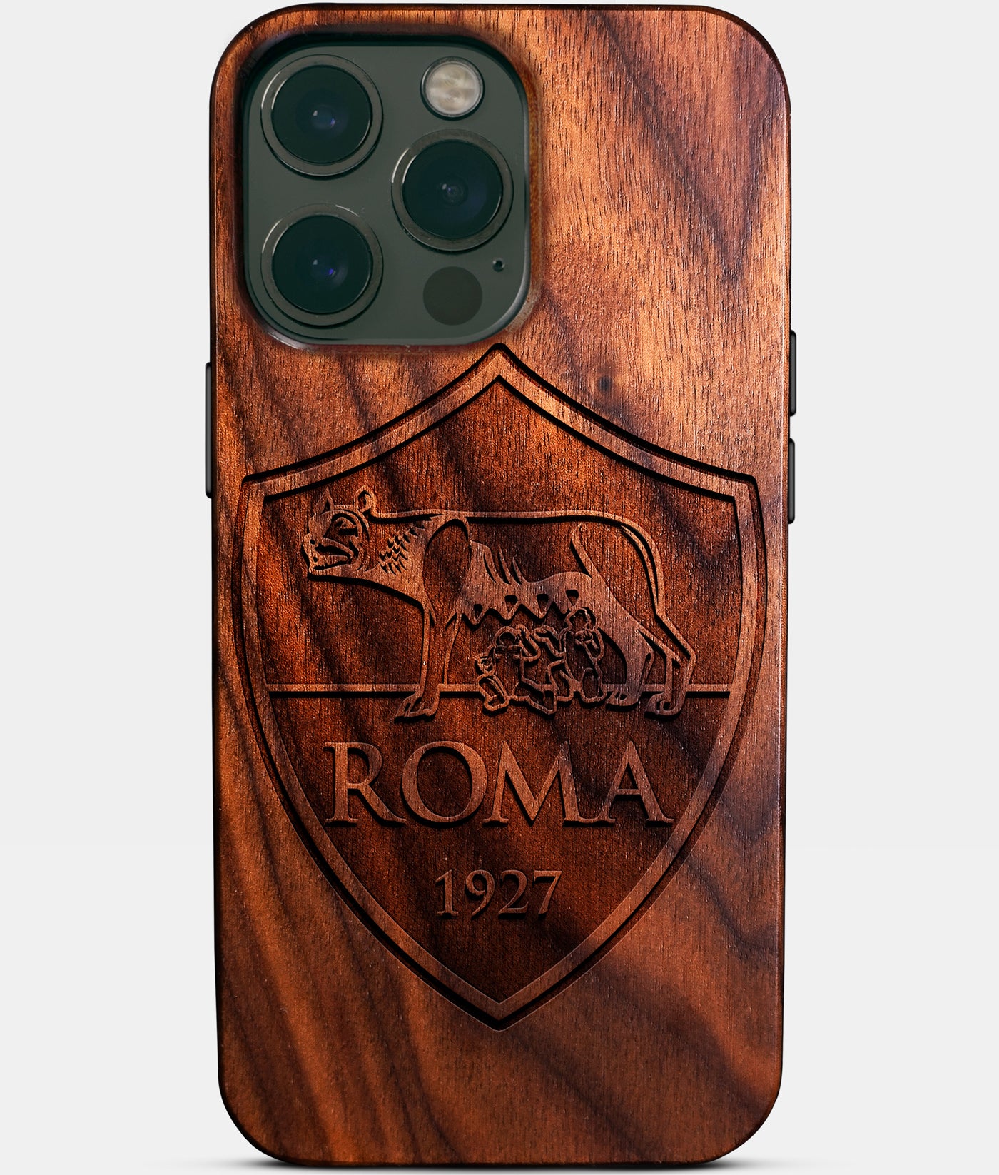 Custom A.S. Roma iPhone 14/14 Pro/14 Pro Max/14 Plus Case - Carved Wood A.S. Roma Cover - Eco-friendly AS Roma iPhone 14 Case - Custom AS Roma Gift For Him - Monogrammed Personalized iPhone 14 Cover By Engraved In Nature