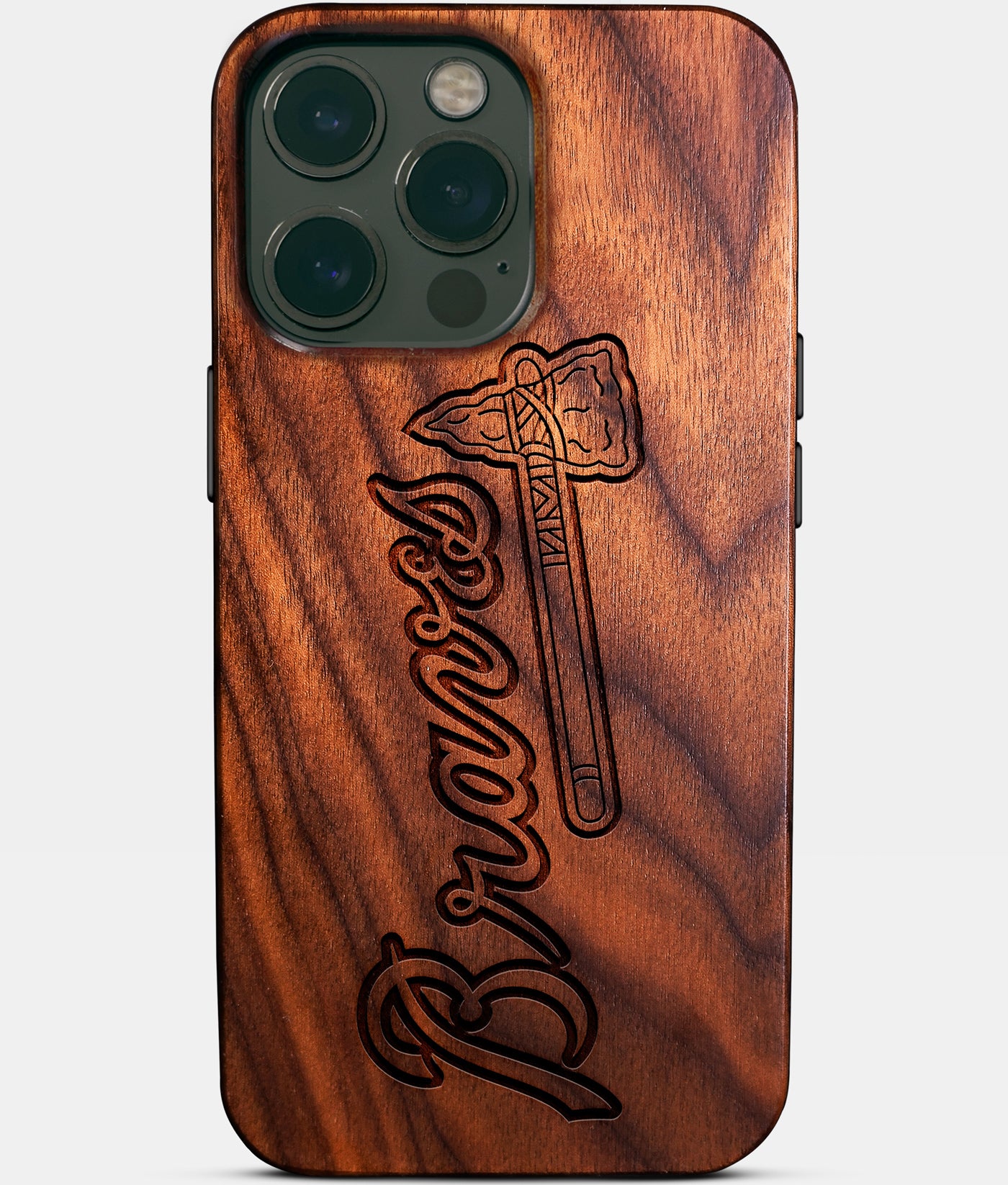 Custom Atlanta Braves iPhone 14/14 Pro/14 Pro Max/14 Plus Case - Carved Wood Braves Cover - Eco-friendly Atlanta Braves iPhone 14 Case - Custom Atlanta Braves Gift For Him - Monogrammed Personalized iPhone 14 Cover By Engraved In Nature