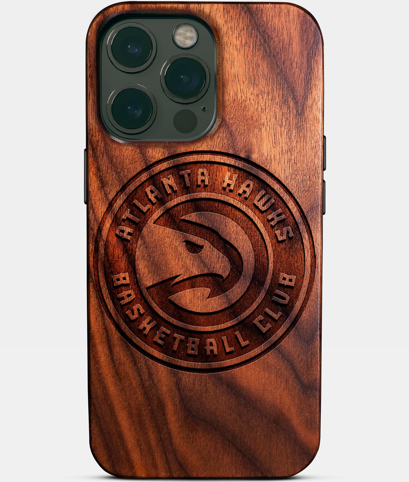 Custom Atlanta Hawks iPhone 14/14 Pro/14 Pro Max/14 Plus Case - Carved Wood Hawks Cover - Eco-friendly Atlanta Hawks iPhone 14 Case - Custom Atlanta Hawks Gift For Him - Monogrammed Personalized iPhone 14 Cover By Engraved In Nature