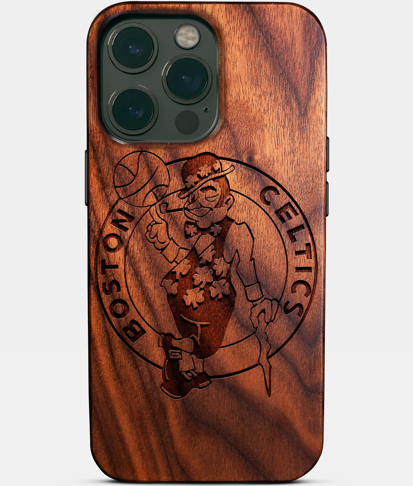 Custom Boston Celtics iPhone 14/14 Pro/14 Pro Max/14 Plus Case - Carved Wood Celtics Cover - Eco-friendly Boston Celtics iPhone 14 Case - Custom Boston Celtics Gift For Him - Monogrammed Personalized iPhone 14 Cover By Engraved In Nature