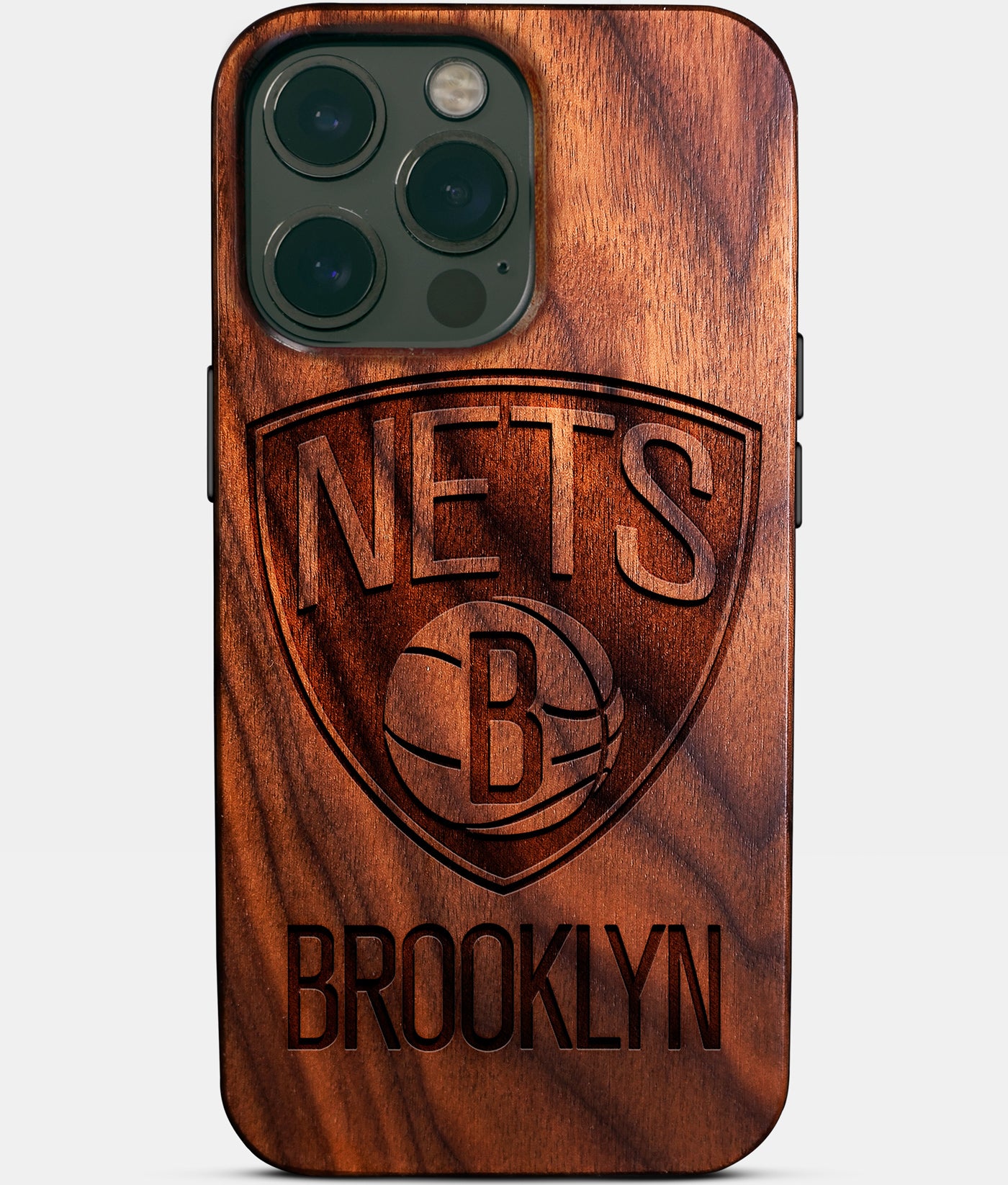 Custom Brooklyn Nets iPhone 14/14 Pro/14 Pro Max/14 Plus Case - Carved Wood Nets Cover - Eco-friendly Brooklyn Nets iPhone 14 Case - Custom Brooklyn Nets Gift For Him - Monogrammed Personalized iPhone 14 Cover By Engraved In Nature