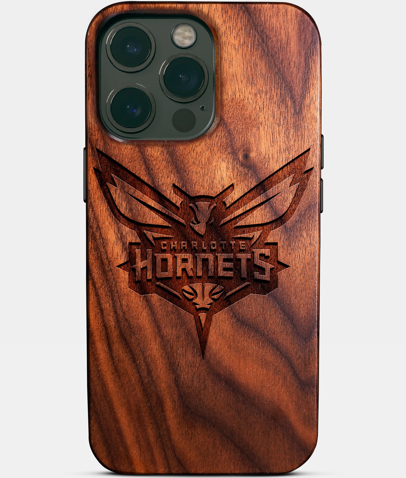 Custom Charlotte Hornets iPhone 14/14 Pro/14 Pro Max/14 Plus Case - Carved Wood Hornets Cover - Eco-friendly Charlotte Hornets iPhone 14 Case - Custom Charlotte Hornets Gift For Him - Monogrammed Personalized iPhone 14 Cover By Engraved In Nature