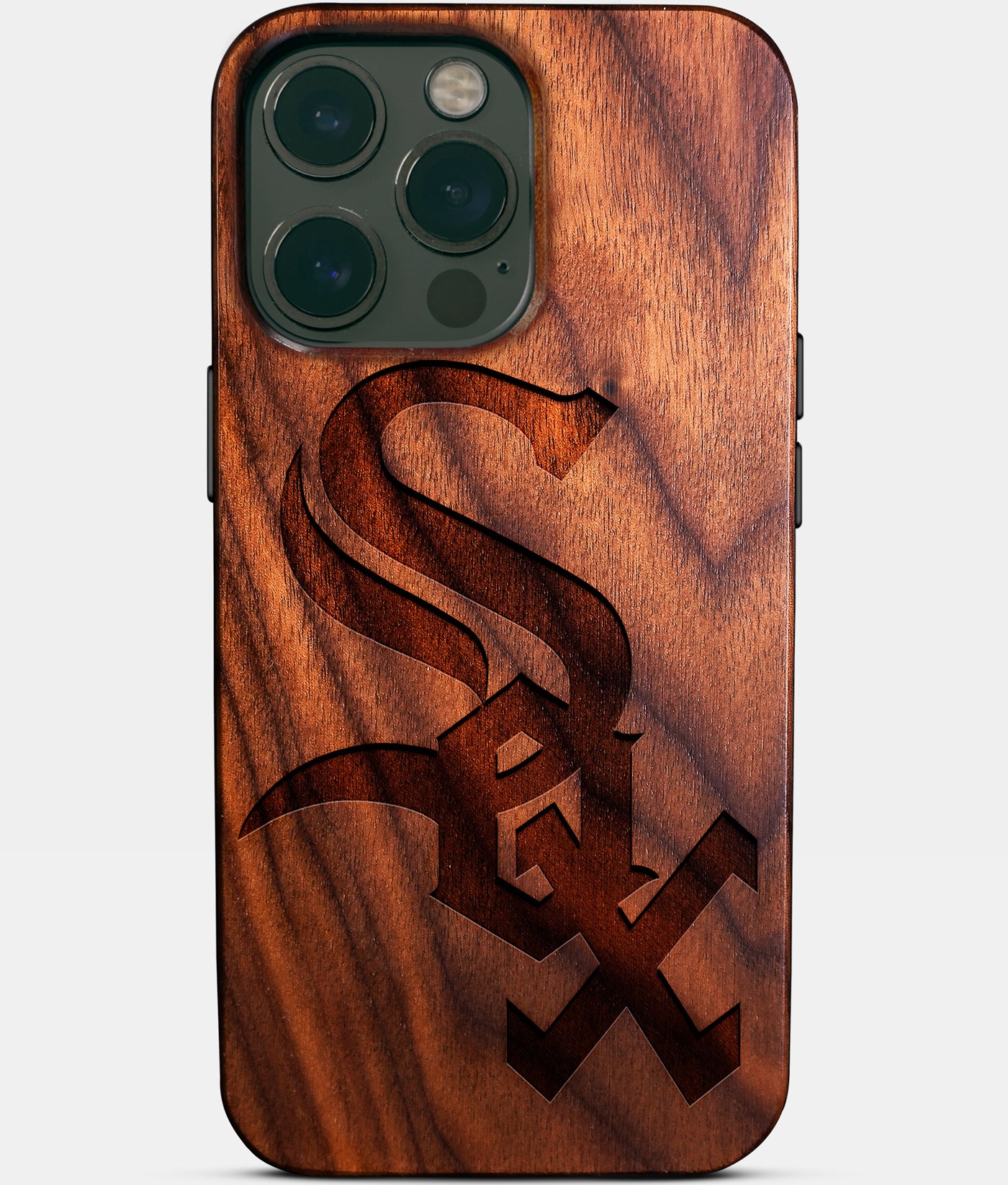 Custom Chicago White Sox iPhone 14/14 Pro/14 Pro Max/14 Plus Case - Carved Wood White Sox Cover - Eco-friendly Chicago White Sox iPhone 14 Case - Custom Chicago White Sox Gift For Him - Monogrammed Personalized iPhone 14 Cover By Engraved In Nature