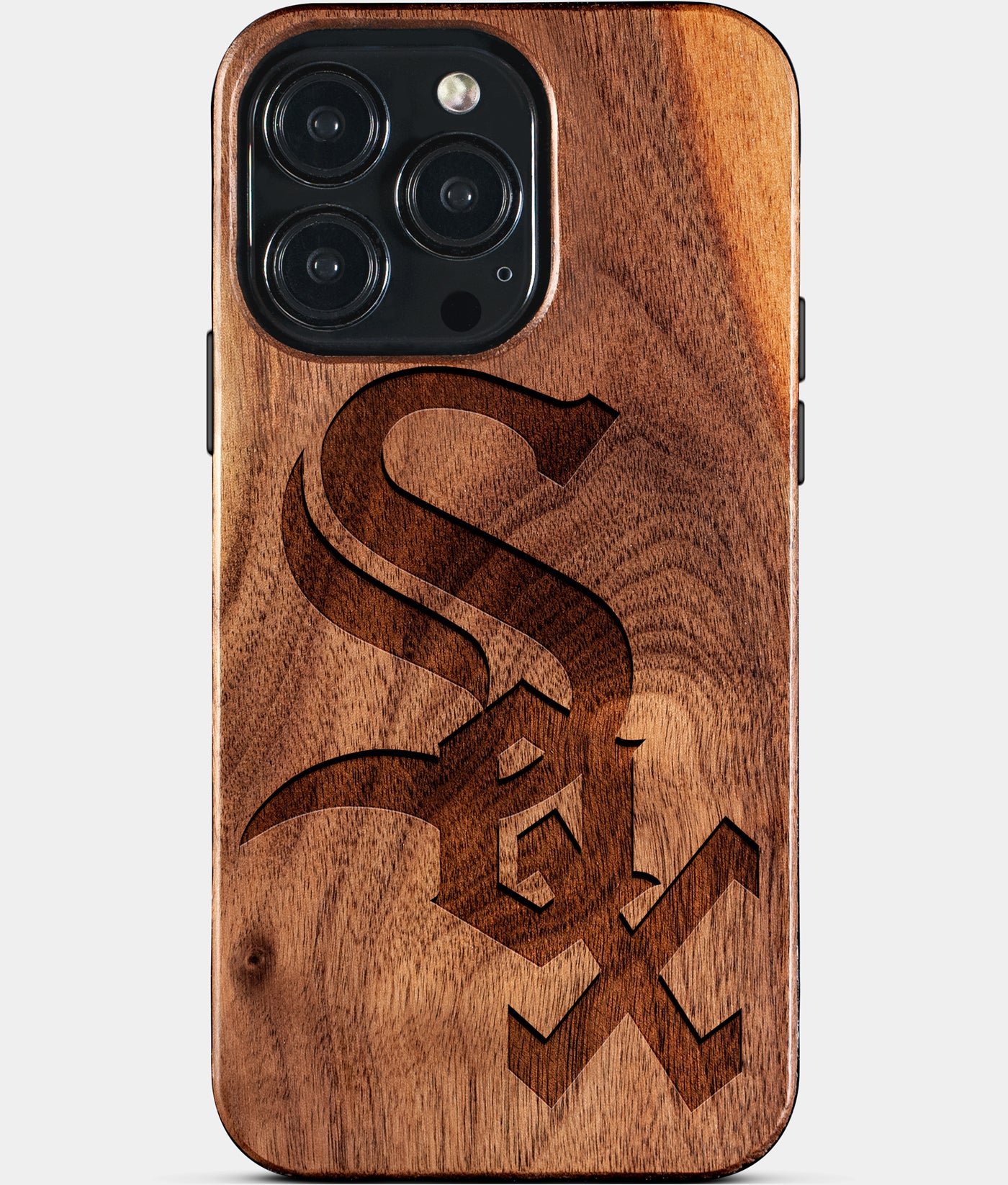 Custom Chicago White Sox iPhone 15/15 Pro/15 Pro Max/15 Plus Case - Carved Wood White Sox Cover - Eco-friendly Chicago White Sox iPhone 15 Case - Custom Chicago White Sox Gift For Him - Monogrammed Personalized iPhone 15 Cover By Engraved In Nature