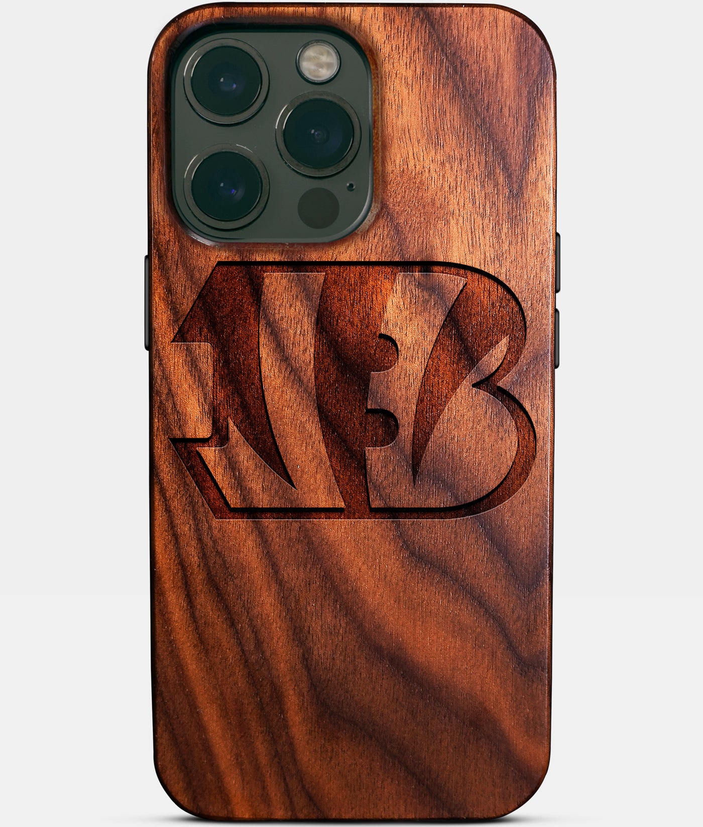 Custom Cincinnati Bengals iPhone 14/14 Pro/14 Pro Max/14 Plus Case - Carved Wood Bengals Cover - Eco-friendly Cincinnati Bengals iPhone 14 Case - Custom Cincinnati Bengals Gift For Him - Monogrammed Personalized iPhone 14 Cover By Engraved In Nature