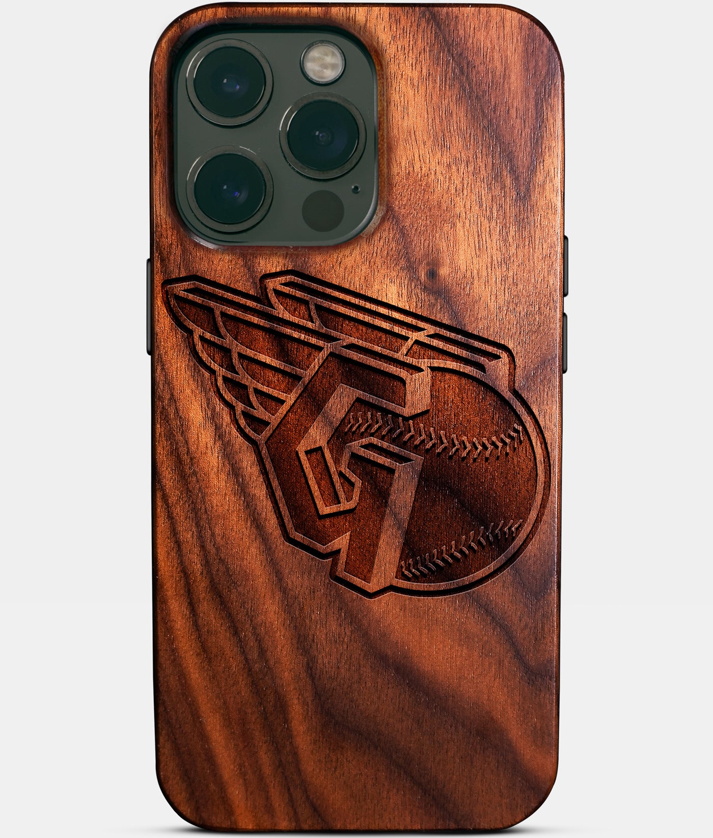 Custom Cleveland Guardians iPhone 14/14 Pro/14 Pro Max/14 Plus Case - Carved Wood Guardians Cover - Eco-friendly Cleveland Guardians iPhone 14 Case - Custom Cleveland Guardians Gift For Him - Monogrammed Personalized iPhone 14 Cover By Engraved In Nature