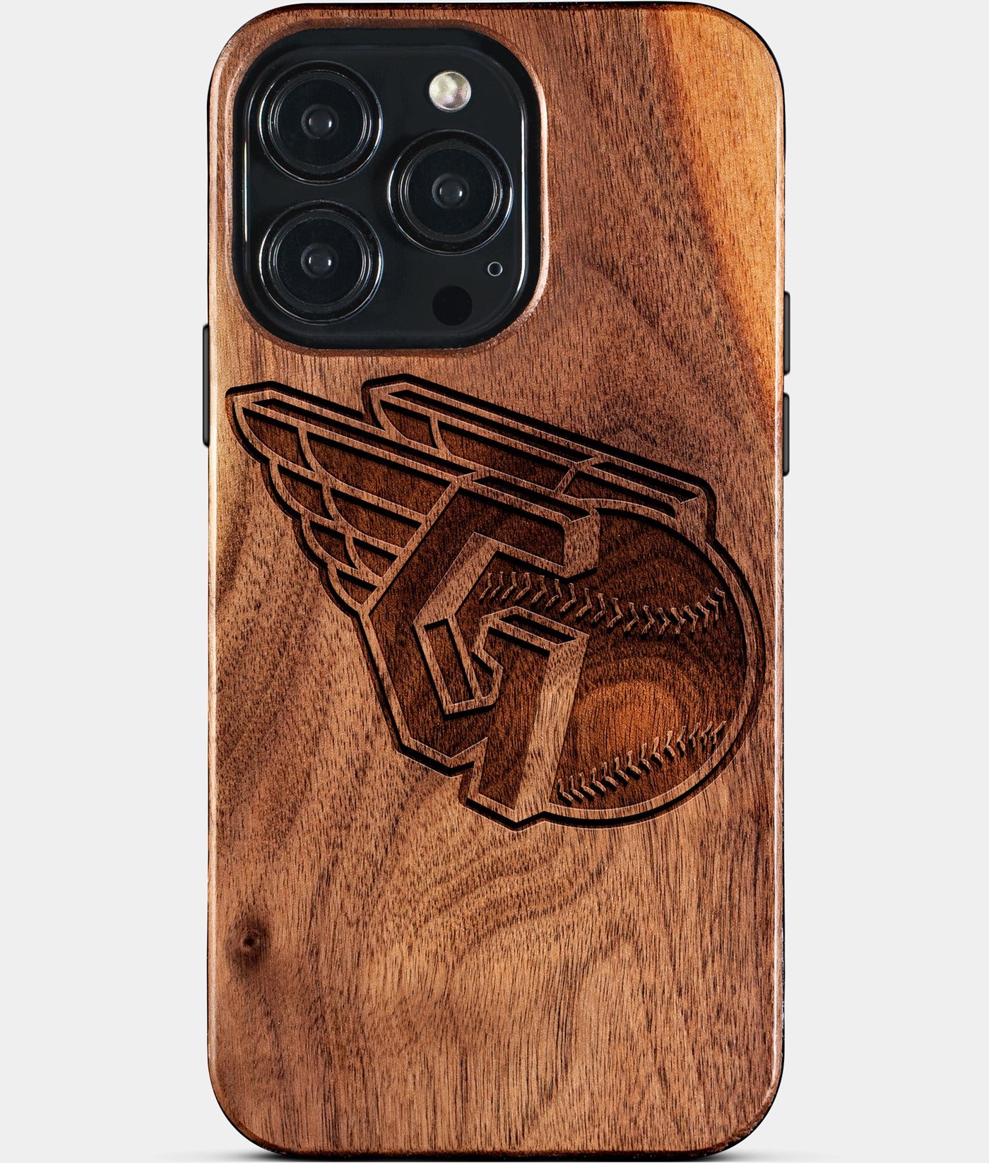Custom Cleveland Guardians iPhone 15/15 Pro/15 Pro Max/15 Plus Case - Carved Wood Guardians Cover - Eco-friendly Cleveland Guardians iPhone 15 Case - Custom Cleveland Guardians Gift For Him - Monogrammed Personalized iPhone 15 Cover By Engraved In Nature