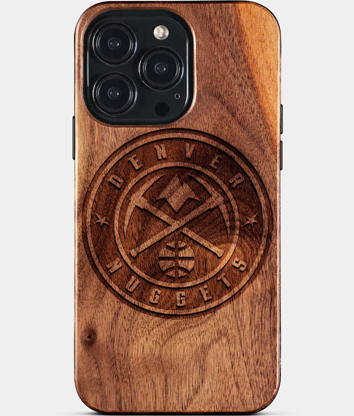 Custom Denver Nuggets iPhone 15/15 Pro/15 Pro Max/15 Plus Case - Carved Wood Nuggets Cover - Eco-friendly Denver Nuggets iPhone 15 Case - Custom Denver Nuggets Gift For Him - Monogrammed Personalized iPhone 15 Cover By Engraved In Nature
