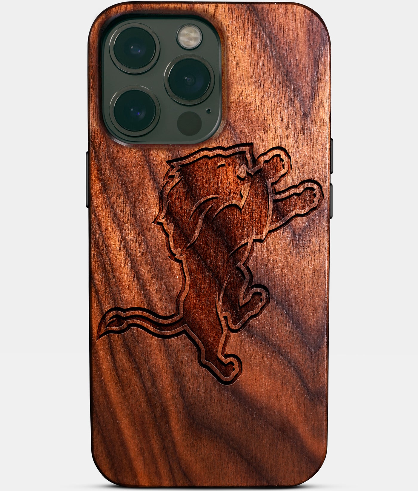 Custom Detroit Lions iPhone 14/14 Pro/14 Pro Max/14 Plus Case - Carved Wood Detroit Lions Cover - Eco-friendly Detroit Lions iPhone 14 Case - Custom Detroit Lions Gift For Him - Monogrammed Personalized iPhone 14 Cover By Engraved In Nature