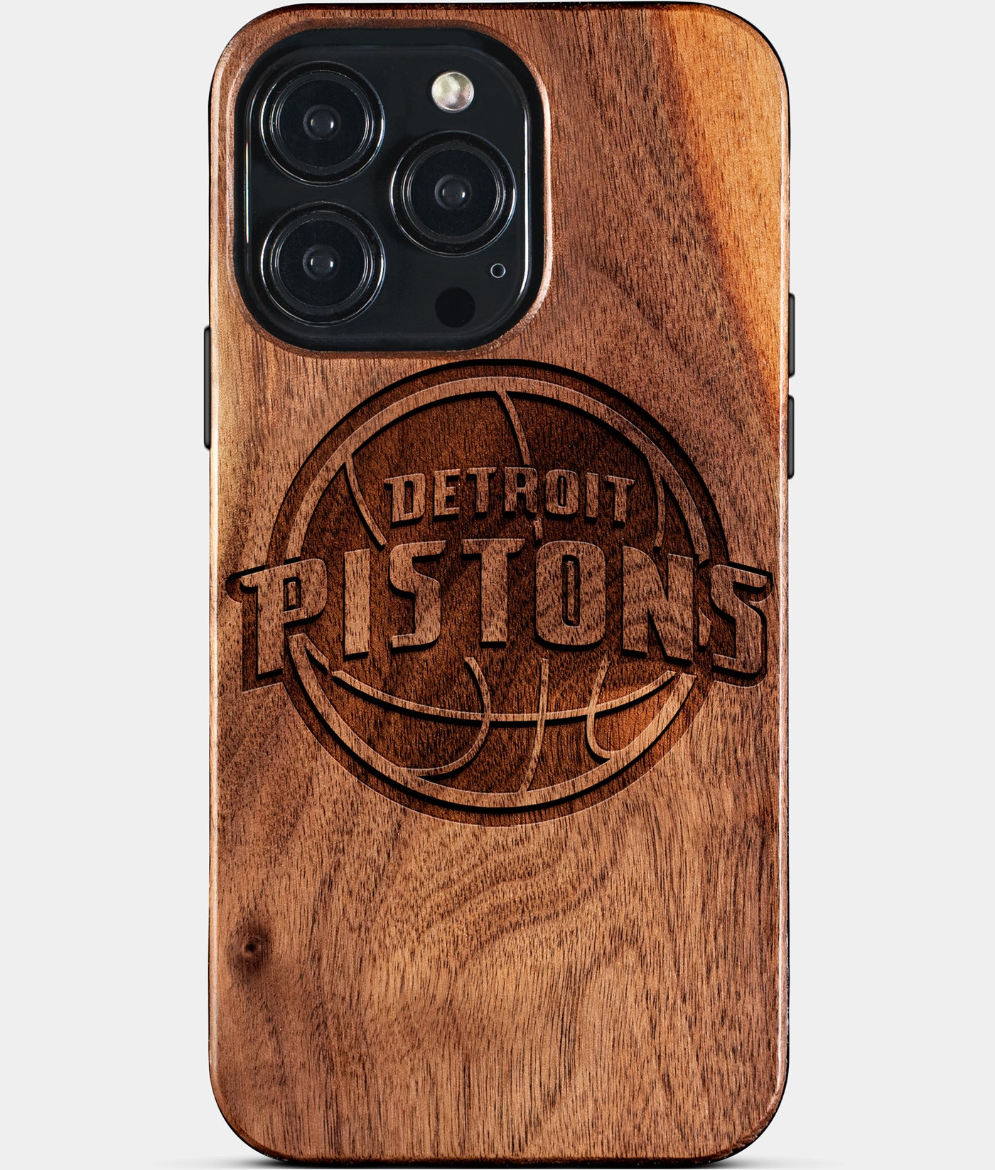 Custom Detroit Pistons iPhone 15/15 Pro/15 Pro Max/15 Plus Case - Carved Wood Pistons Cover - Eco-friendly Detroit Pistons iPhone 15 Case - Custom Detroit Pistons Gift For Him - Monogrammed Personalized iPhone 15 Cover By Engraved In Nature