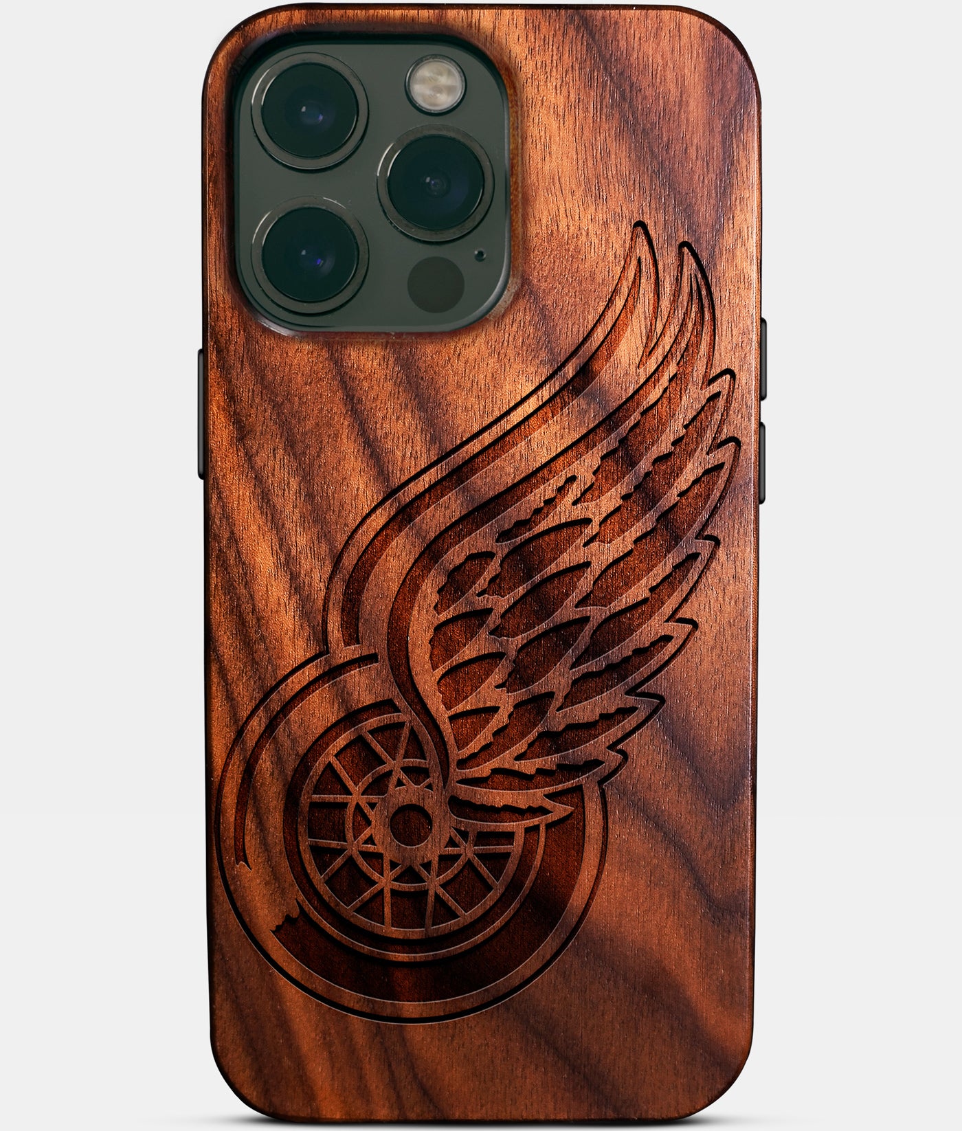 Custom Detroit Red Wings iPhone 14/14 Pro/14 Pro Max/14 Plus Case - Carved Wood Red Wings Cover - Eco-friendly Detroit Red Wings iPhone 14 Case - Custom Detroit Red Wings Gift For Him - Monogrammed Personalized iPhone 14 Cover By Engraved In Nature