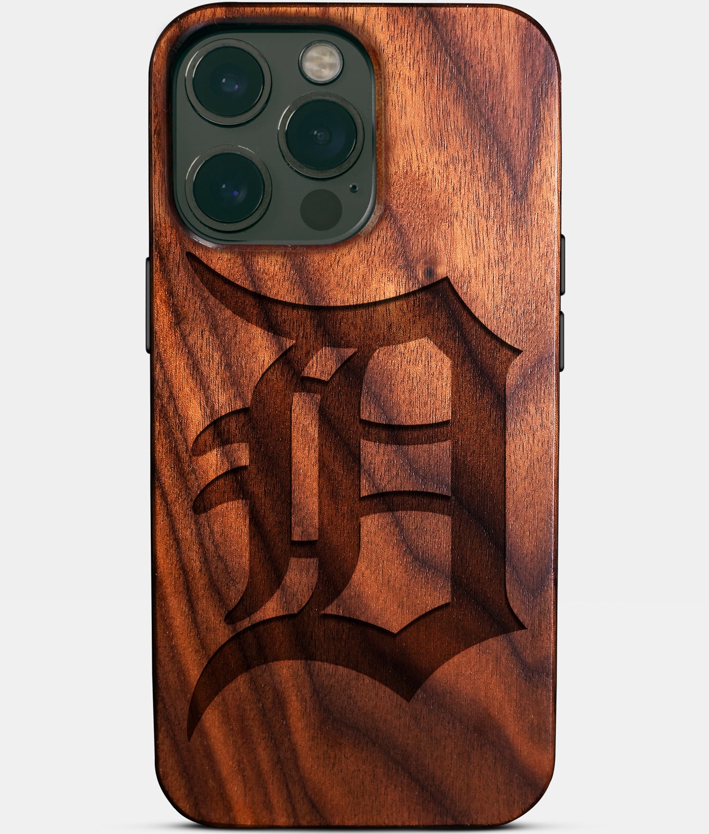 Custom Detroit Tigers iPhone 14/14 Pro/14 Pro Max/14 Plus Case - Carved Wood Tigers Cover - Eco-friendly Detroit Tigers iPhone 14 Case - Custom Detroit Tigers Gift For Him - Monogrammed Personalized iPhone 14 Cover By Engraved In Nature