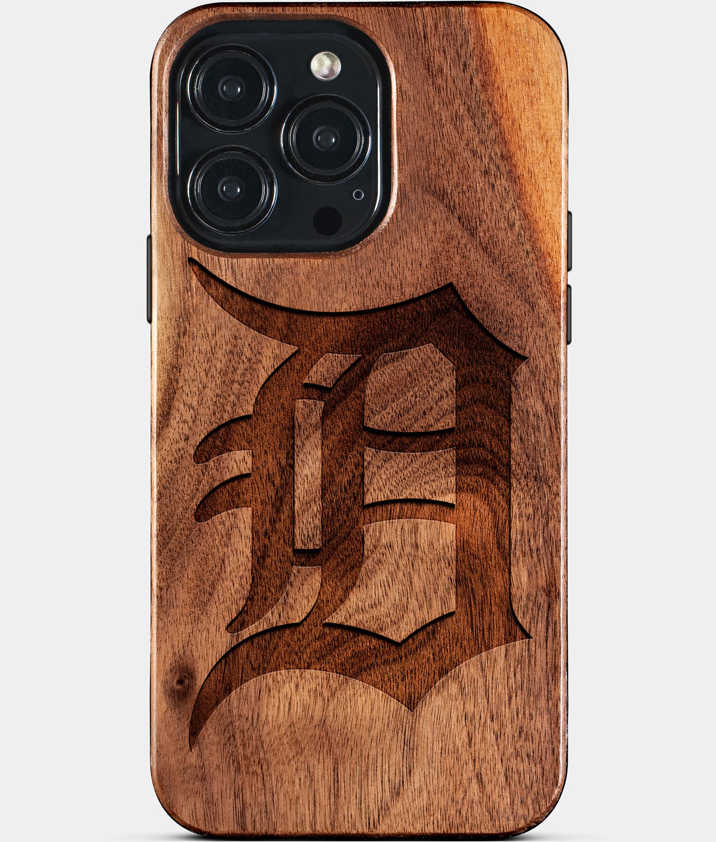 Custom Detroit Tigers iPhone 15/15 Pro/15 Pro Max/15 Plus Case - Carved Wood Tigers Cover - Eco-friendly Detroit Tigers iPhone 15 Case - Custom Detroit Tigers Gift For Him - Monogrammed Personalized iPhone 15 Cover By Engraved In Nature