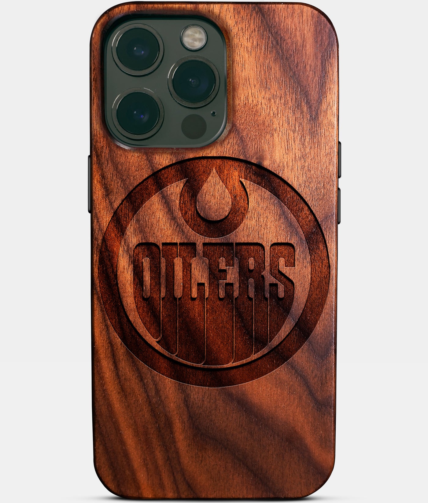 Custom Edmonton Oilers iPhone 14/14 Pro/14 Pro Max/14 Plus Case - Carved Wood Oilers Cover - Eco-friendly Edmonton Oilers iPhone 14 Case - Custom Edmonton Oilers Gift For Him - Monogrammed Personalized iPhone 14 Cover By Engraved In Nature